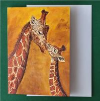 Kunstkarte Giraffen Mutter & Baby