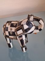 Vintage Schachbrett-Elefant, Knochen/Silber, Deko, Top!