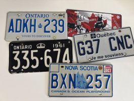 Kanada Kontrollschild Sammlung - 5 Stk. - Sammlerstück