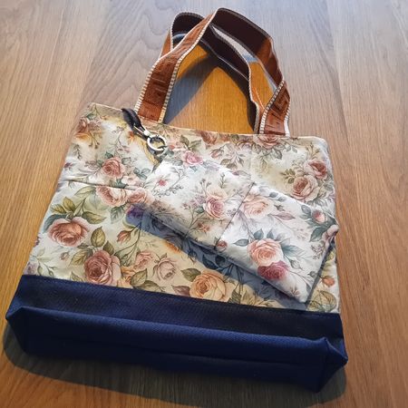 Tasche mit kleiner Tasche florales Muster Breite 33cm