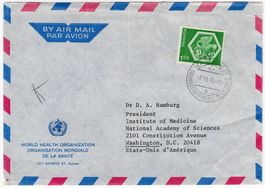 WHO Luftpostbeleg von GENÈVE nach WASHINGTON D.C. (USA)