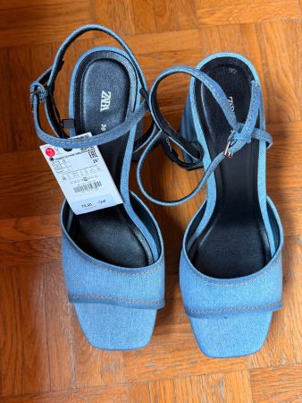 Sandali Zara blu denim, T. 39 - perfetti per l'estate!