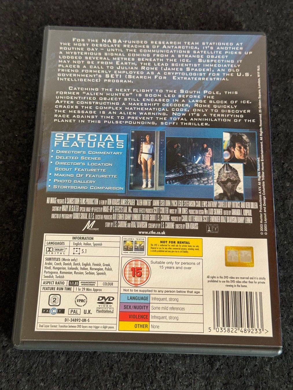 Tutti i DVDs: Alien Hunter DVD EN/IT/SP "There is something out there" – Usato da Fribourg venduto da tschjoly 1
