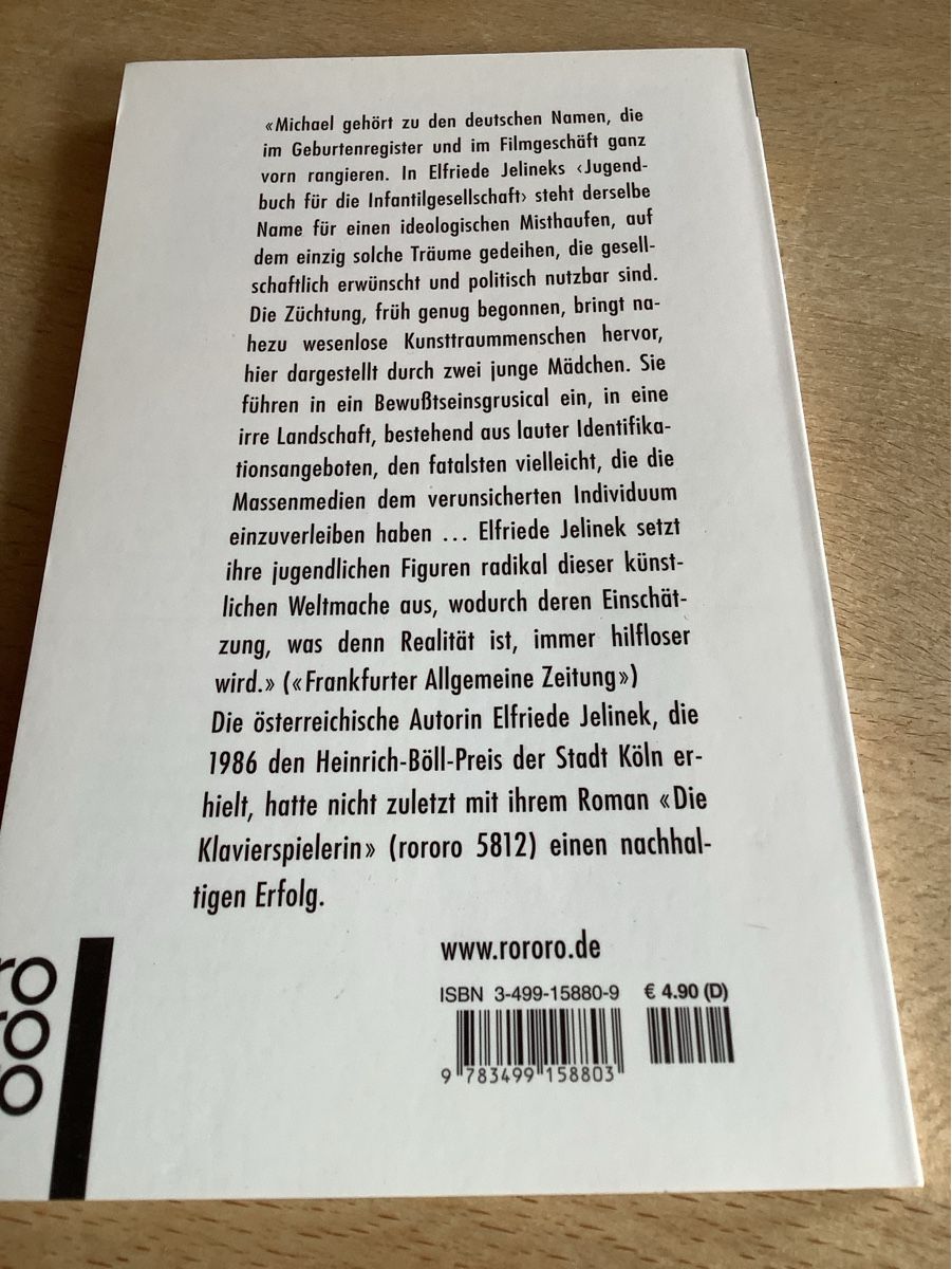 Libri: Elfriede Jelinek | Michael – Usato da Saas-Balen venduto da kircin 1