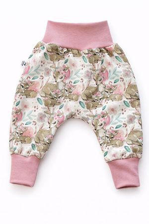 Sweat-Pumphose mit Rehfamilie und Blumen - Gr.56/62 NEU