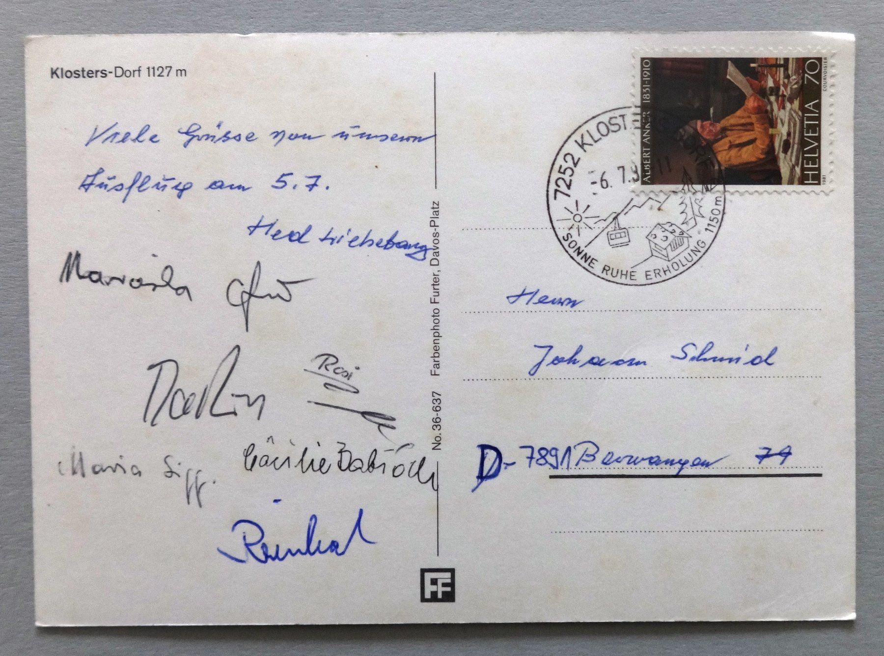 Ansichtskarten: Klosters-Dorf 1127 m – Gebraucht aus Fétigny von Billy2miny 1
