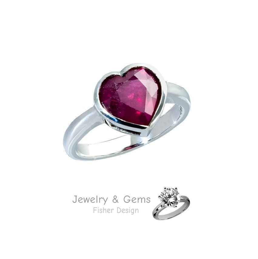Anelli: Rubin Herz Ring (4.8ct.) Handmade – Nuovo e nell'imballaggio originale da Zürich venduto da GOS08 1