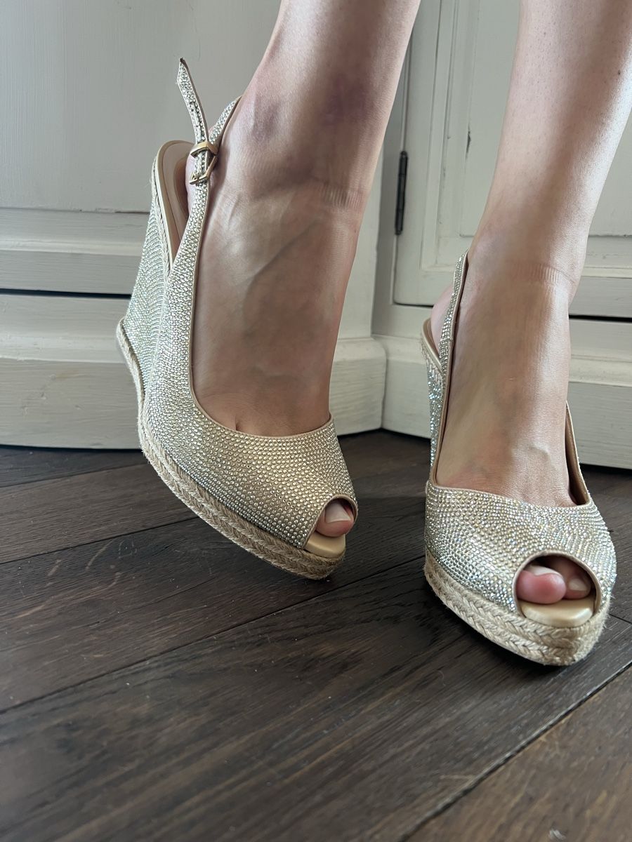Damenschuhe: Rene Caovilla Gold Plateau Sandale Gr. 41 – Gebraucht aus Kilchberg ZH von Lisavivienne
