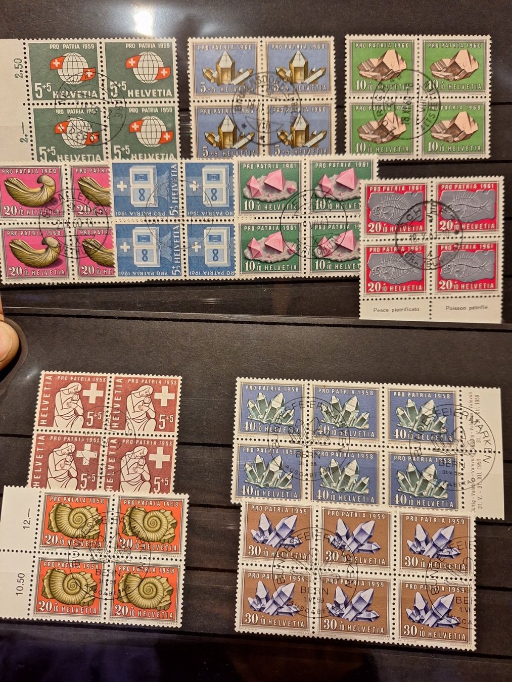 Alle Briefmarken: Pro Patria 4er Blocks Kristalle – Gebraucht aus Balgach von SIMEON27