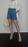 Orig. RAG & BONE Paper-Bag Leinen-Denim Shorts, Gr. 36