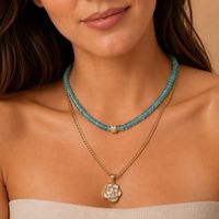 Apatit Halskette Collier vergoldet 40 cm Neu