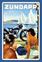 Blechschild-ZÜNDAPP MOTORRAD AM SEE