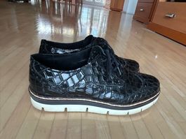 Schwarze Lackschuhe Krokooptik Gr. 39 Echtleder