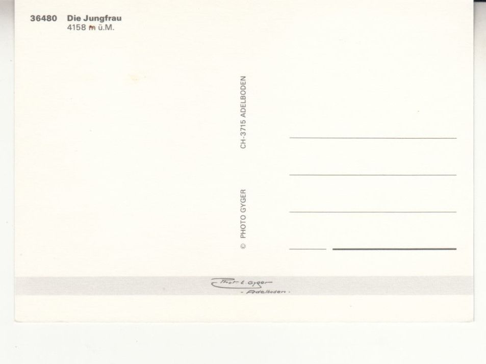 Cartoline postali: Jungfrau ca. 1980 – Usato da Bürglen TG venduto da StampGraf 1