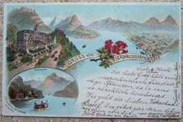 SCHLUMPF LITHO GRUSS VOM VIERWALDSTÄTTERSEE 1893