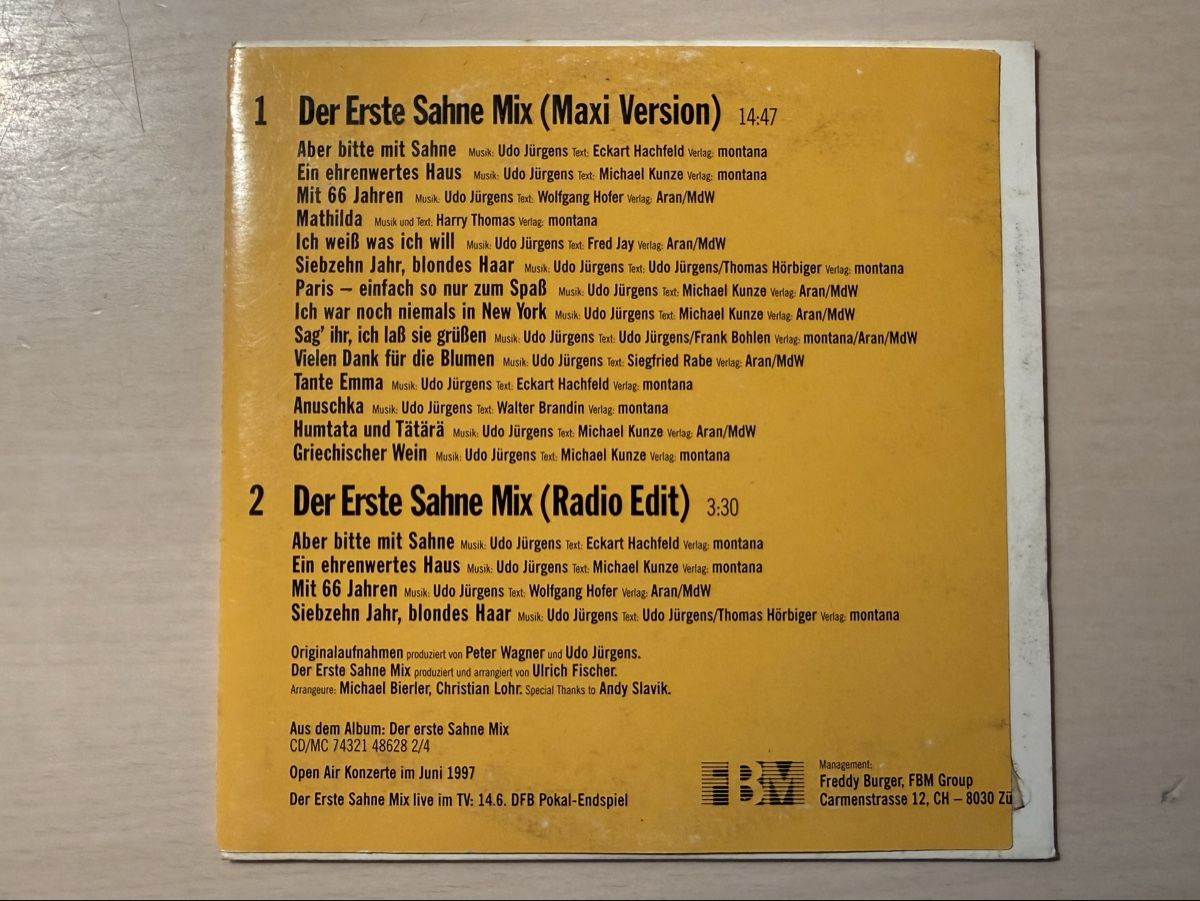 CD: Udo Jürgens - Der Erste Sahne Mix CD – Usato da Oberried Brienz venduto da Chyara 1