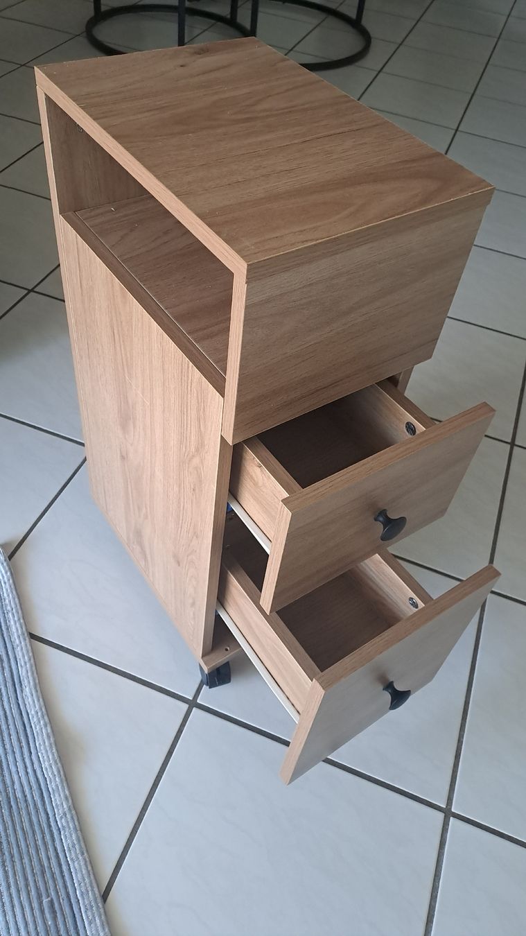 Korpus: kleines Rollcontainer Holzoptik 2 Schubladen mit Rollen  – Neu (gemäss Beschreibung) aus Etziken von kre_c6vd 1