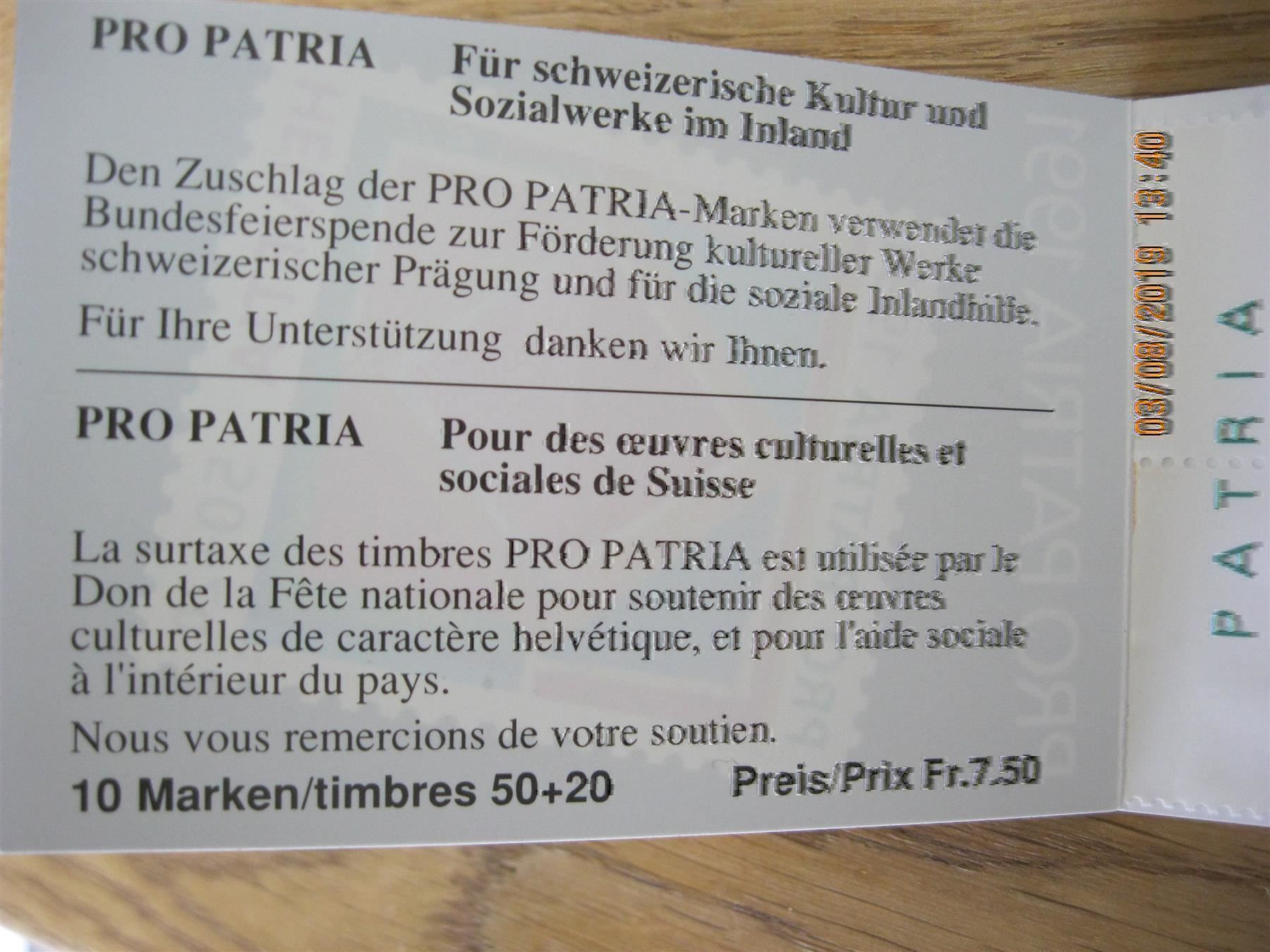 Tutti i francobolli: 1991 Pro Patria Markenheft Postfrisch – Nuovo (secondo la descrizione) da Affoltern am Albis venduto da Andrezc 2