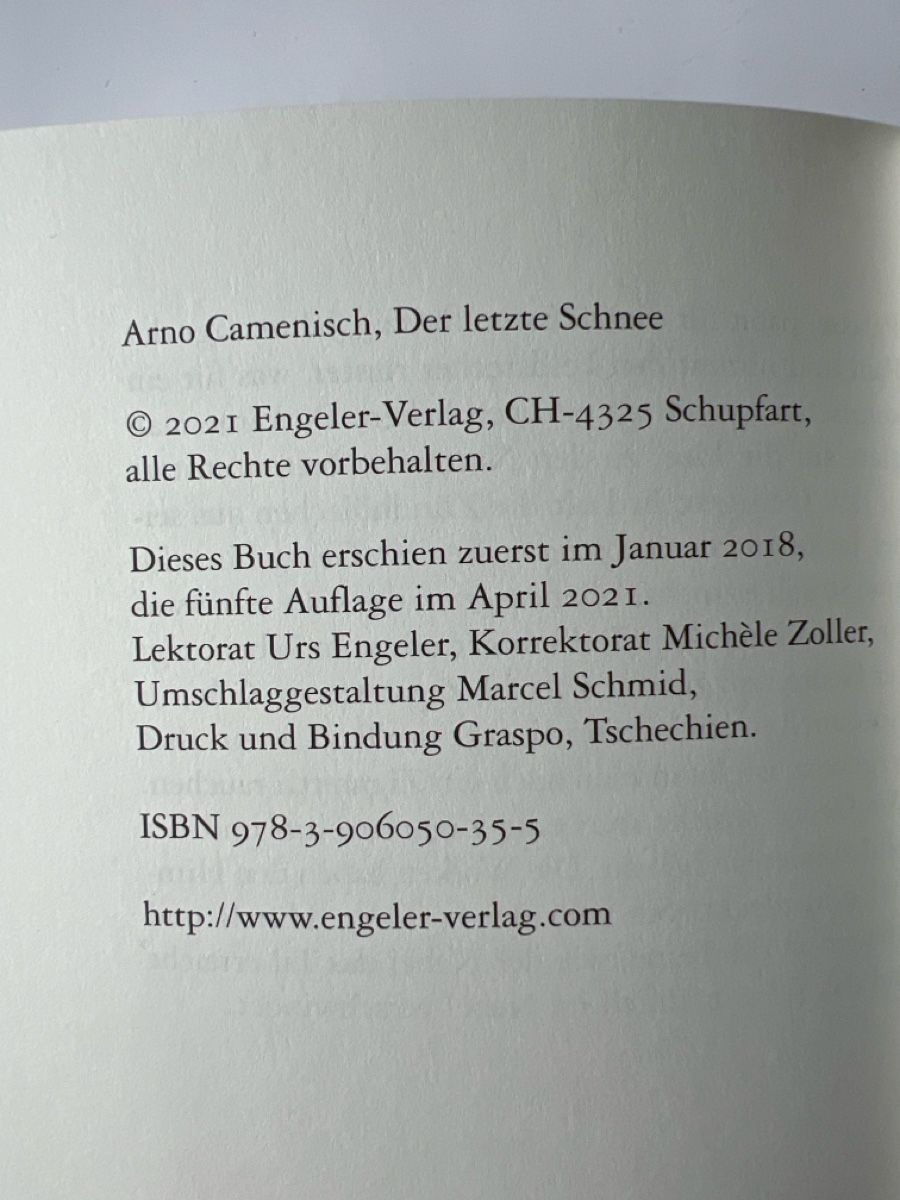 Libri: Arno Camenisch Der Letzte Schnee – Usato da Luzern venduto da nochnichtaltpapier 3