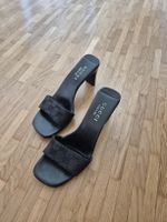 Mules GUCCI noir toile GG talon carré taille 36
