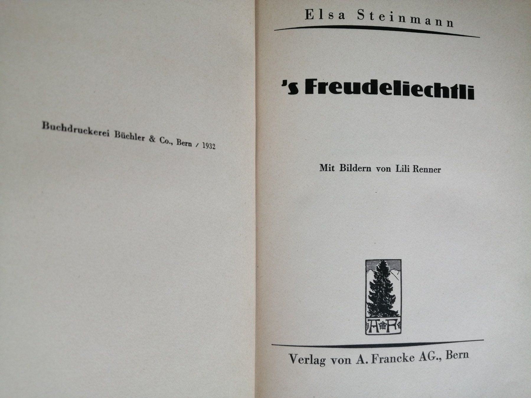 Livres: "'s Freudeliechtli" Elsa Steinmann, 1932 – D'occasion à Schaffhausen par Domifran 2