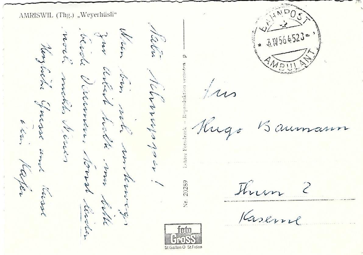 Cartoline postali: Amriswil  Weyerhüsli – Usato da Wetzikon ZH venduto da Brulu100 1