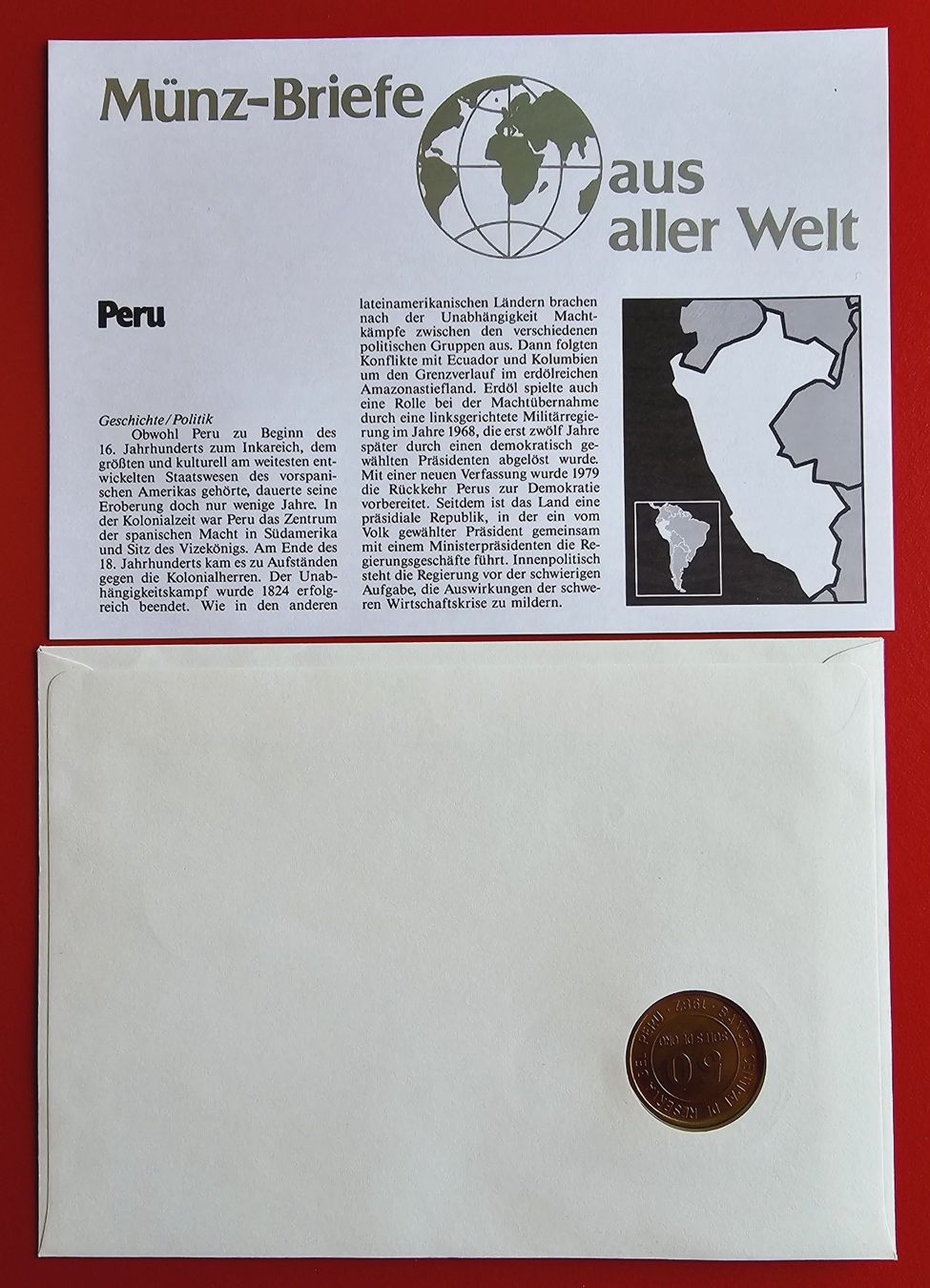Tutti i francobolli: PERU CORREROS MÜNZBRIEF NUMISBRIEF 1985 – Nuovo (secondo la descrizione) da Düdingen venduto da Quartierstrasse 1
