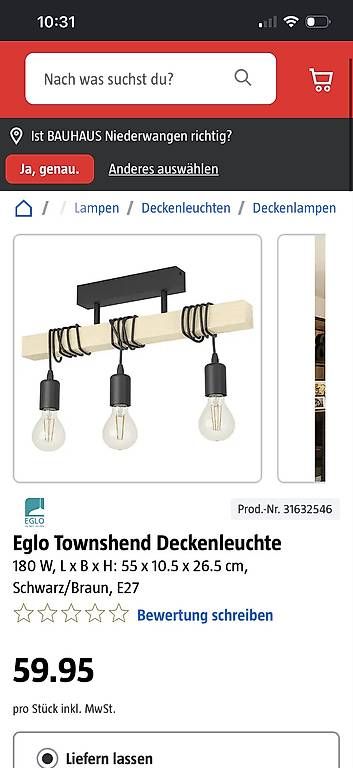 Eglo Lampadari & plafoniere: Eglo Townshend Deckenleuchte – Usato da Aeschiried venduto da sb3627. 1