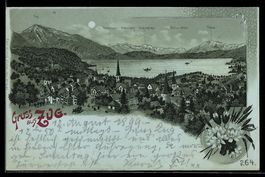 Mondschein-Lithographie Zug, Ortsansicht