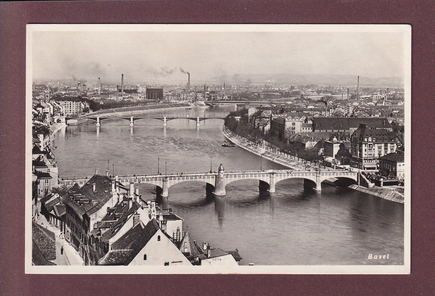 Ansichtskarten: BASEL - Rheinbrücke - 1937 – Gebraucht aus Pully von nicecards