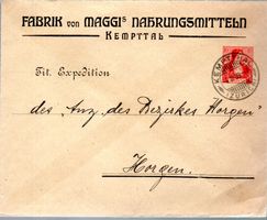 1909 MAGGI KEMPTAL - HORGEN HELVETIA BRUSTBILD 10 RP. - EW84
