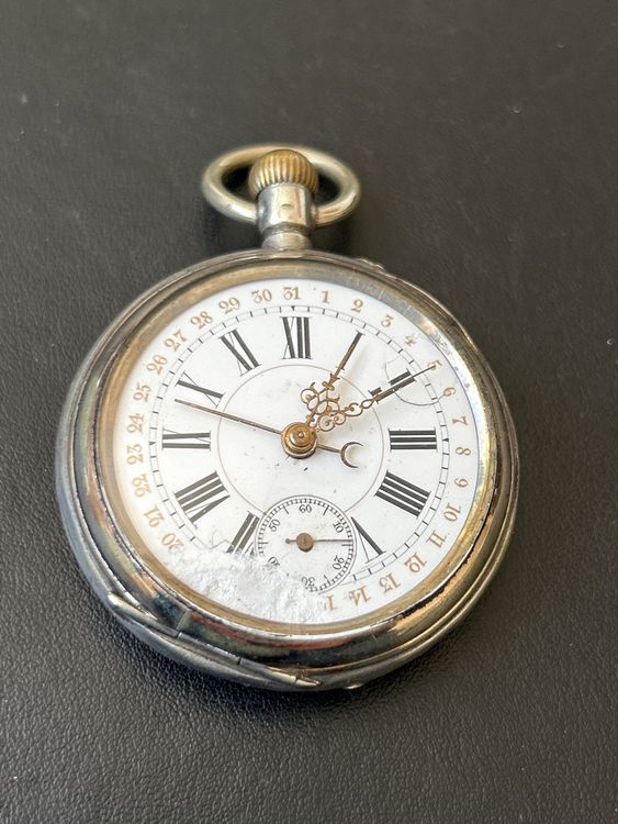 Montre De Poche Ancienne En Argent - Années 1900, Remontage Manuel, Cadran Arabe
