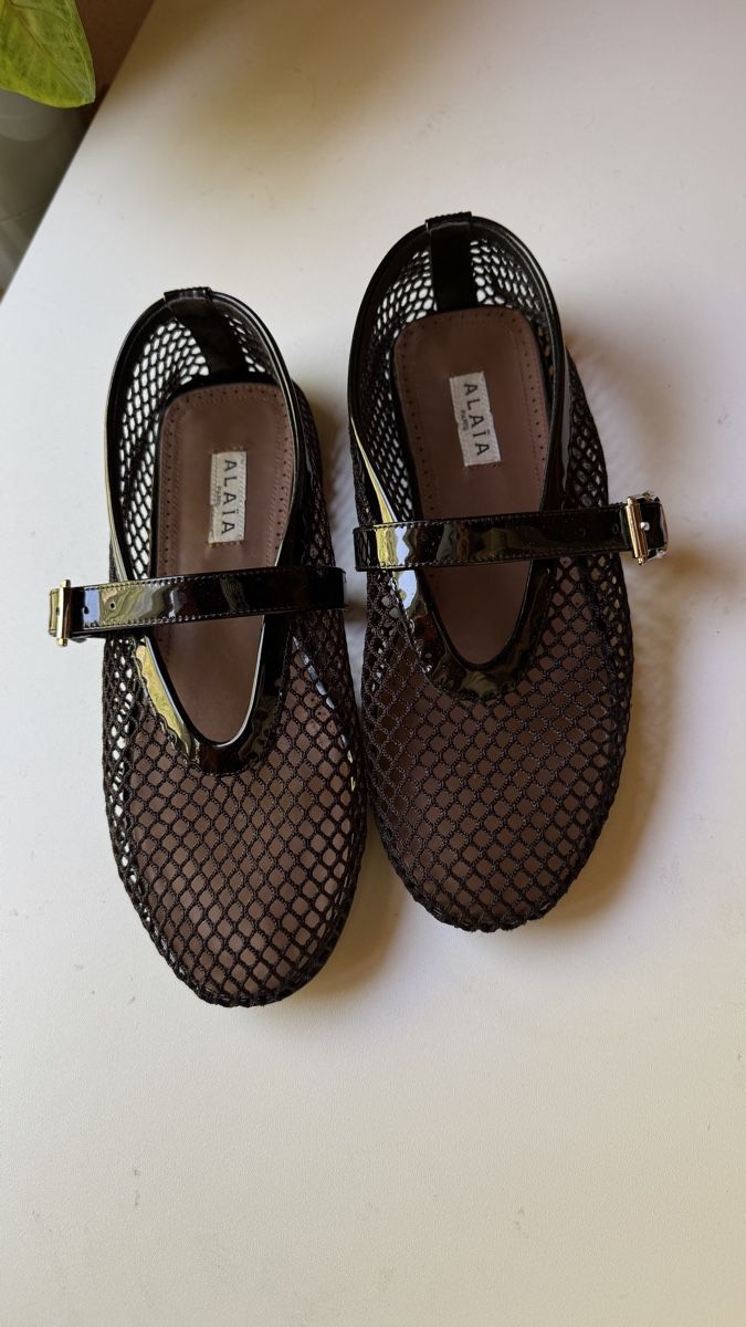 Scarpe da uomo: Black Leather-Trim Mesh Ballet Flats EU 38 – Nuovo e nell'imballaggio originale da Chur venduto da Madeys 1