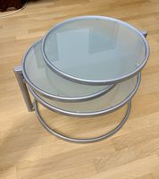 Drehbarer Couchtisch Metall Glas silber