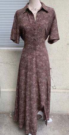 Magnifique robe chemisier YAYA WOMEN tons bruns viscose t.38