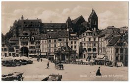 Basel, Barfüsserplatz mit Lohnhof, um 1910