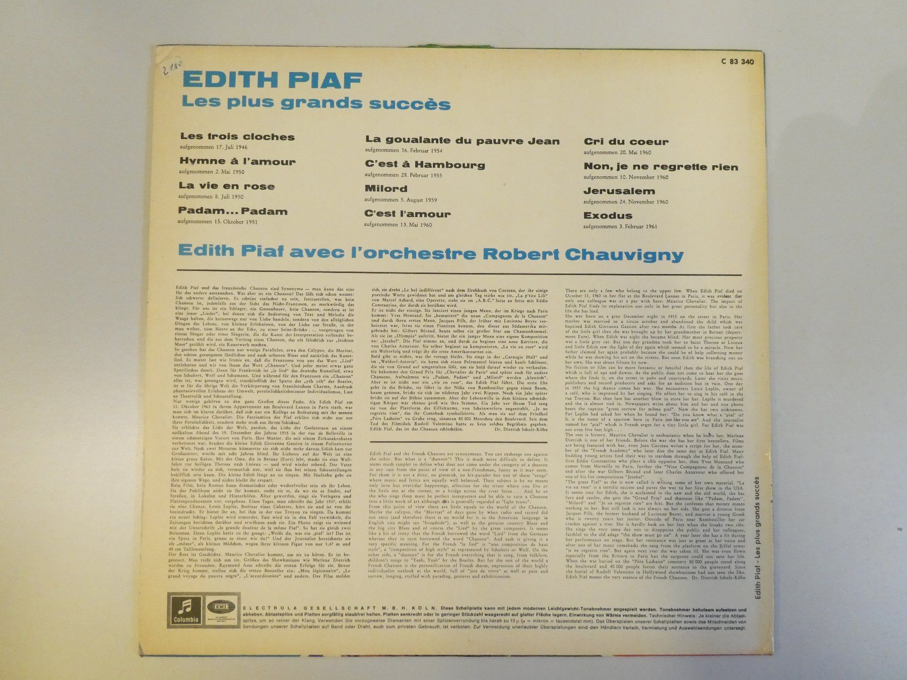 Dischi in vinile: LP "Edith Piaf - Les plus grands succès" (VG+) – Usato da Münchenstein venduto da tsp01 1