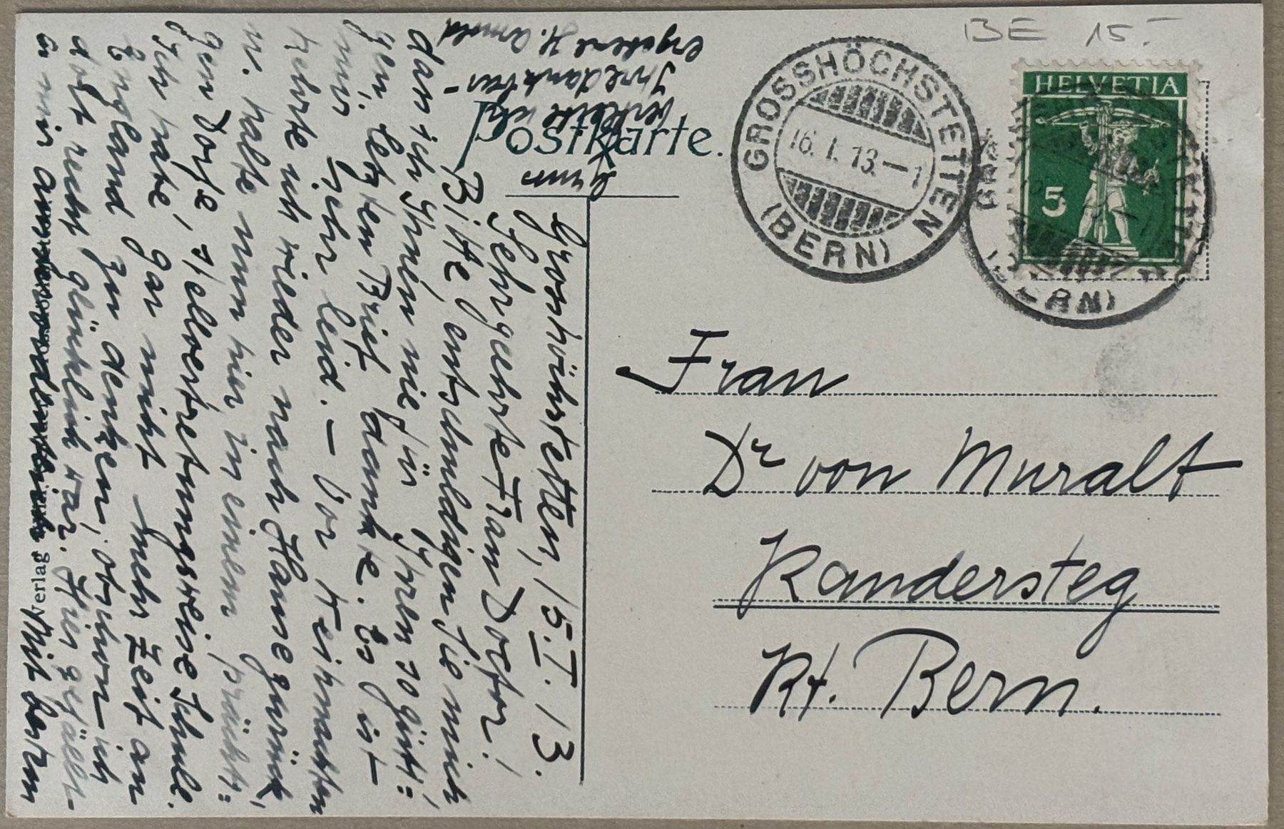 Cartes postales: Grosshöchstetten, 1913 – D'occasion à Frauenfeld par Merk52 1