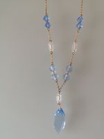 Schöne Kette Strass Glas hellblau transp Vintage Gablonz?