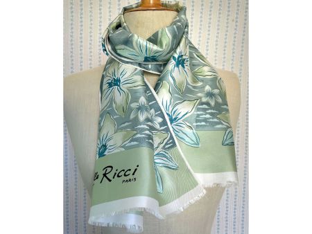 Schal Seide Designer Mlle RICCI France Lilien VINTAGE 1960s