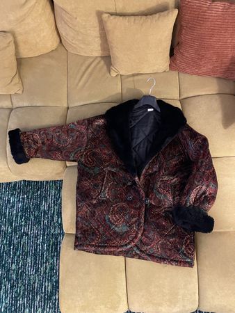 Winter Jacke, Paisley Muster, Pelz, Vintage Style