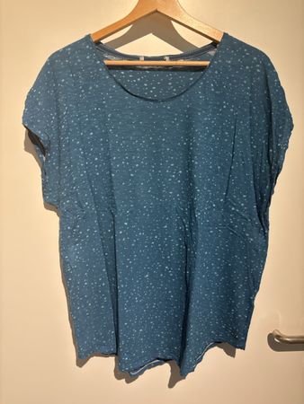 Sommerliches T-Shirt, Petrol mit Punkte, Gr. L