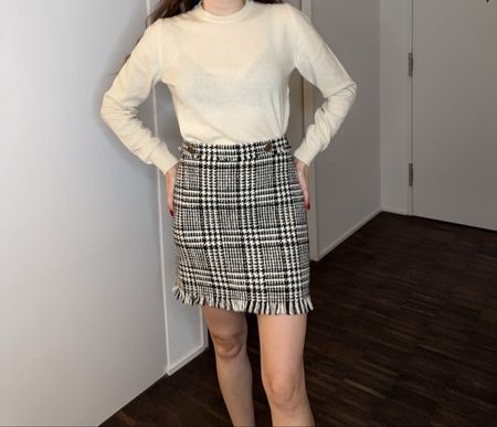 Tweed Minirock Schwarz/Weiss – Neu, ungetragen