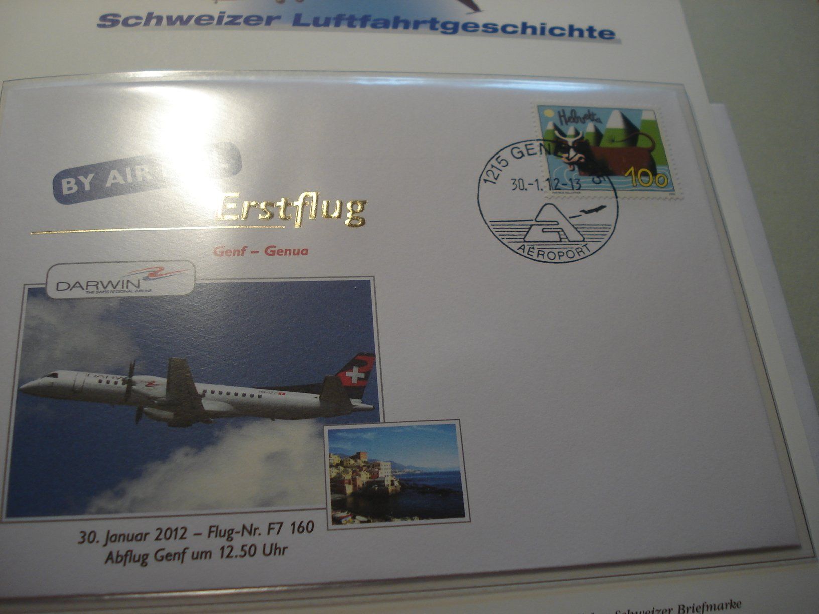 Tous les timbres: Brief Erstflug 2012, Darwin, Genf-Genua – D'occasion à Niederwil AG par morostahu
