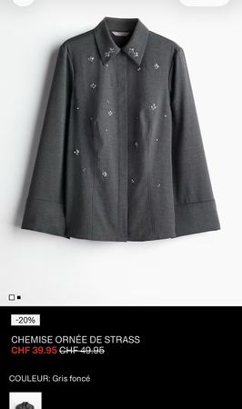 Chemise gris foncé ornée de strass 
