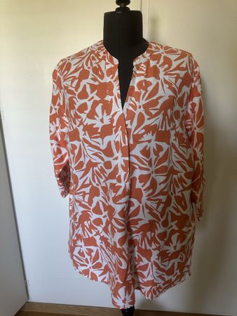 Eterna Bluse orange weiss Muster Grösse 40 guter Zustand
