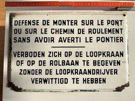 Plaque émaillée - Panneau d'interdiction vintage rare