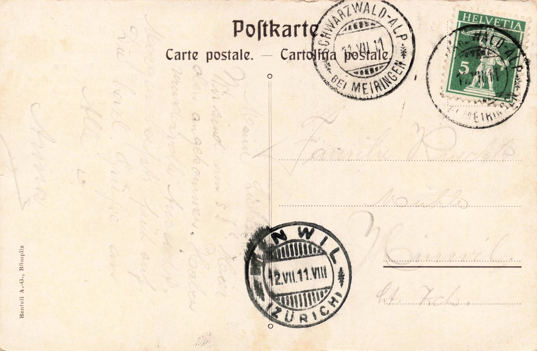 Cartoline postali: Kurhaus Schwarzwald alp – Usato da Biasca venduto da Blenio71 1