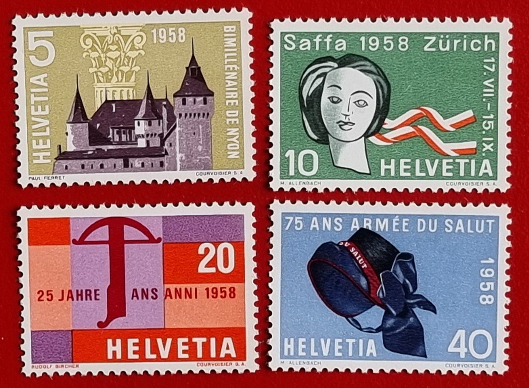 Tutti i francobolli: WERBEMARKEN SATZ 334 - 337 1958** POSTFRISCH – Nuovo (secondo la descrizione) da Düdingen venduto da Quartierstrasse