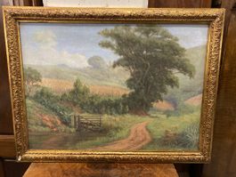 Huile sur toile paysage champêtre signée A. Douvet 1937